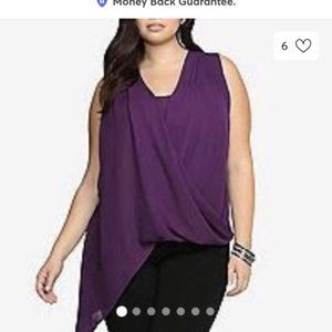 EUC Torrid purple asymmetrical drape sleeveless top size 3